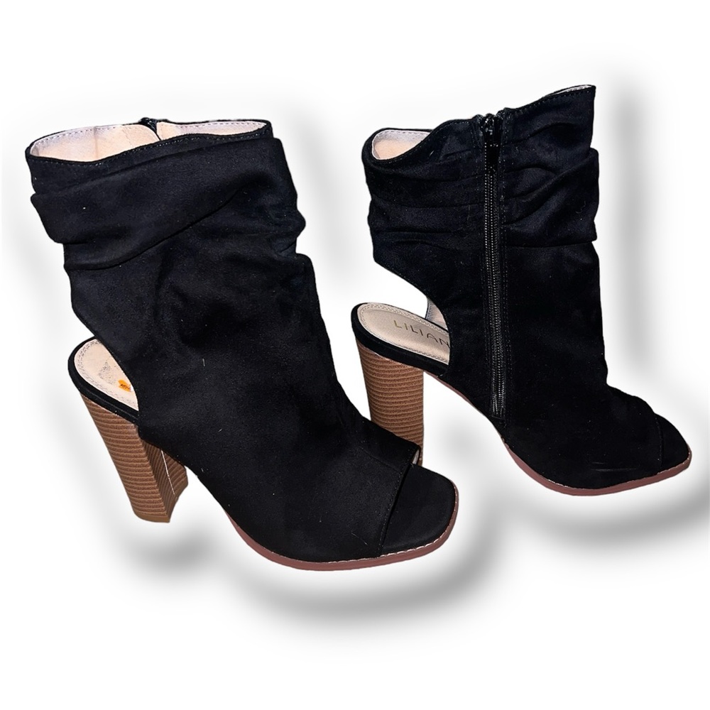peep toe heel boots